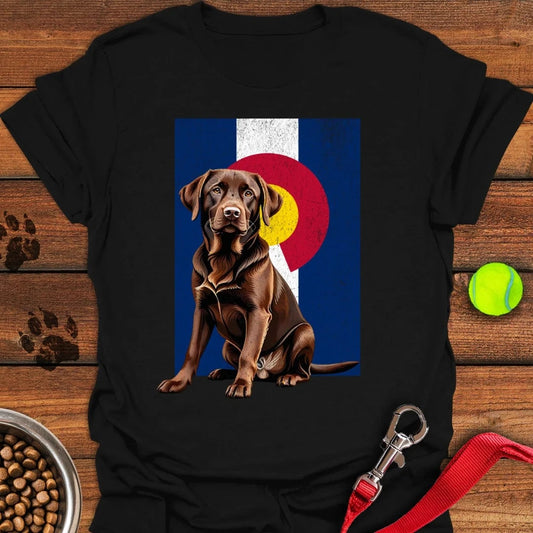Chocolate Labrador Colorado Flag T-Shirt Black