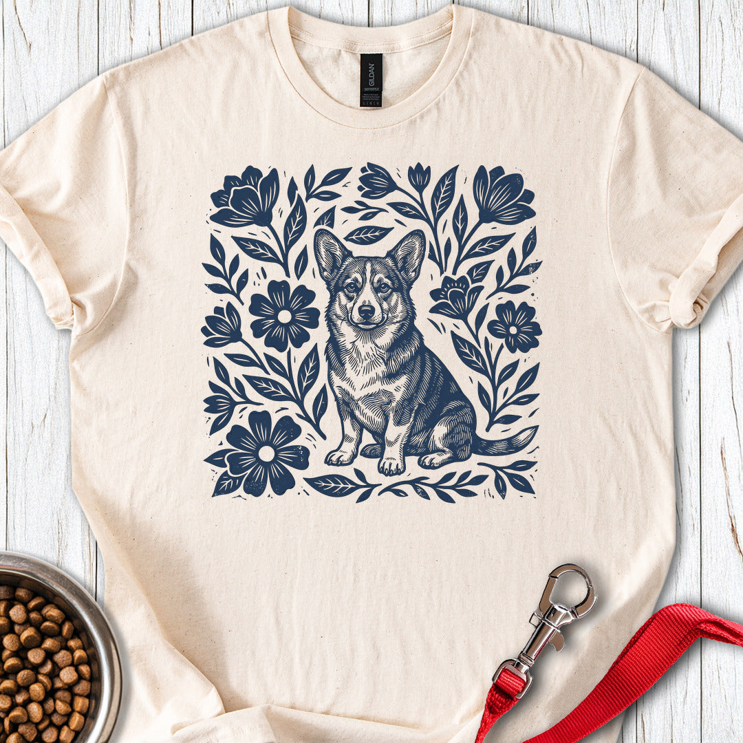 Corgi Linocut Natural