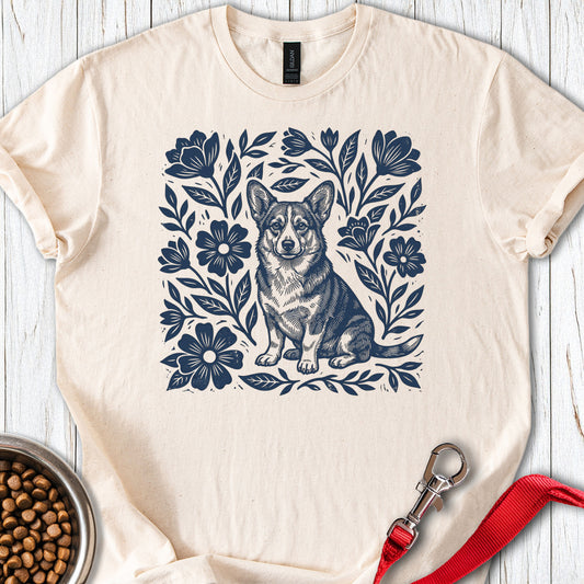 Corgi Linocut Natural