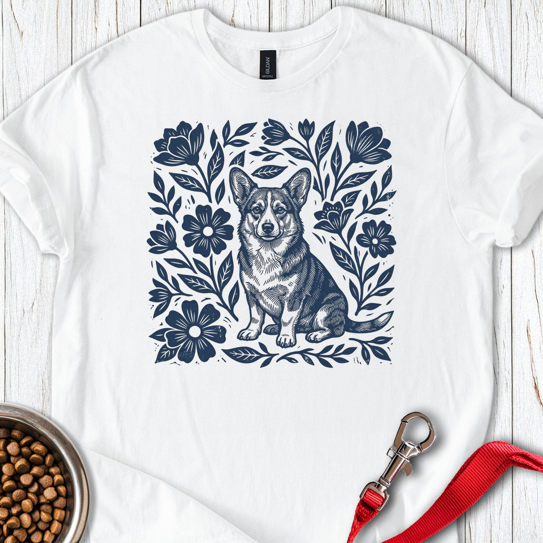 Corgi Linocut White