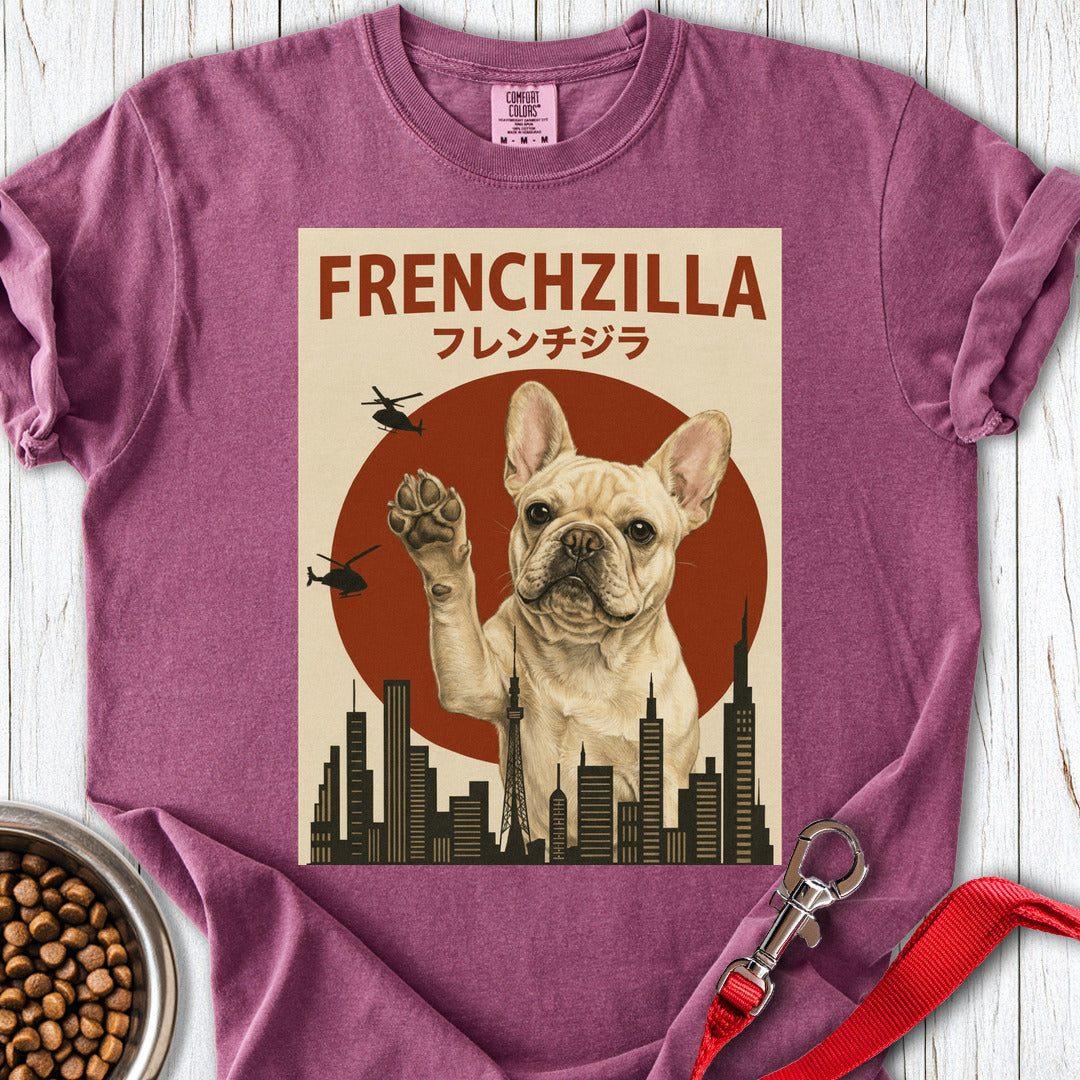 Cream Frenchzilla French Bulldog Premium Tee — Berry
