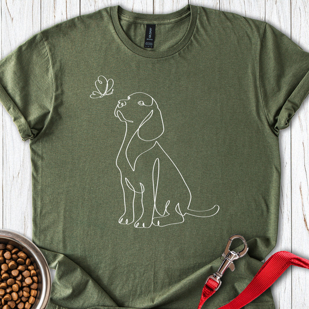Cute Labrador Line Art Military Green