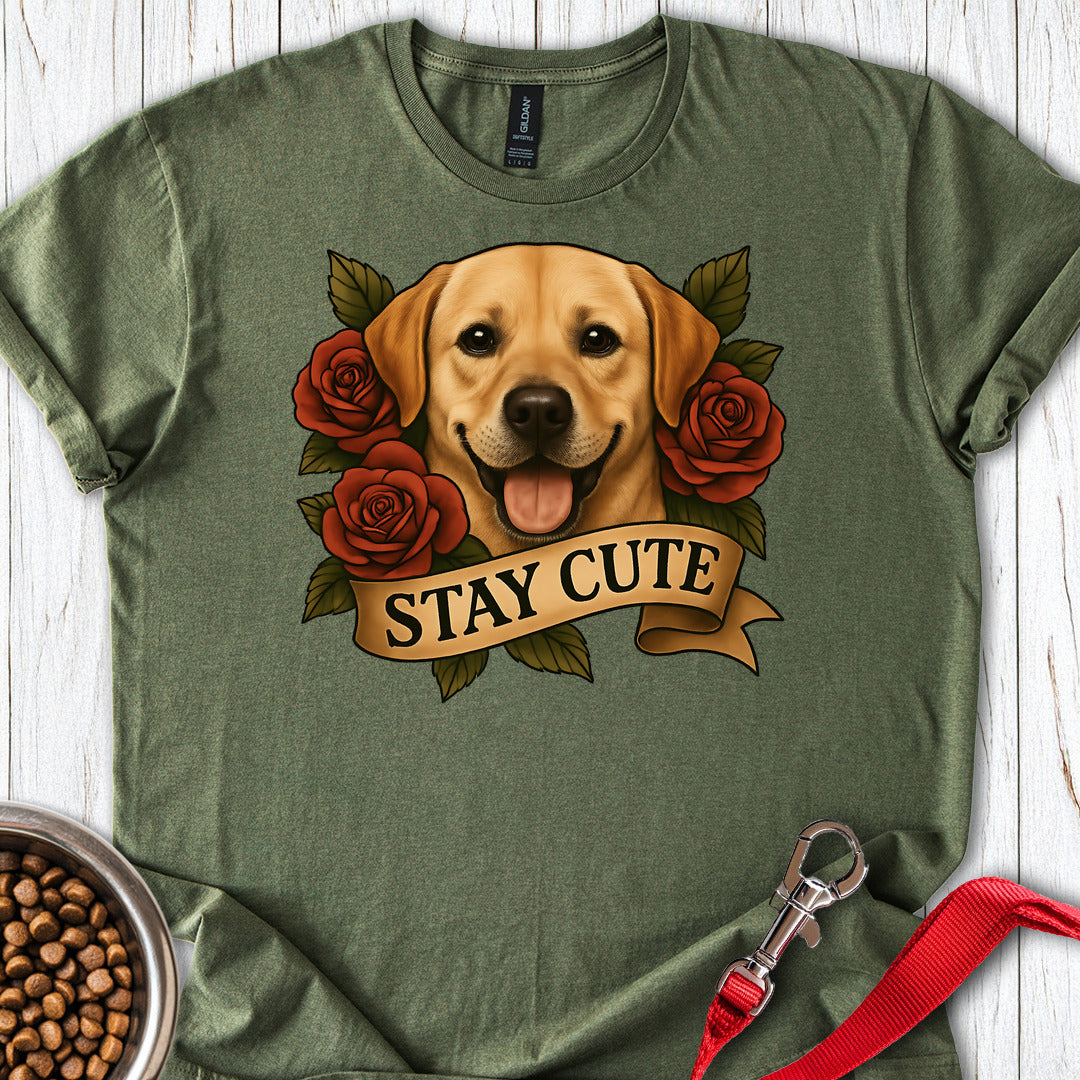 Cute Yellow Labrador Tattoo Military Green
