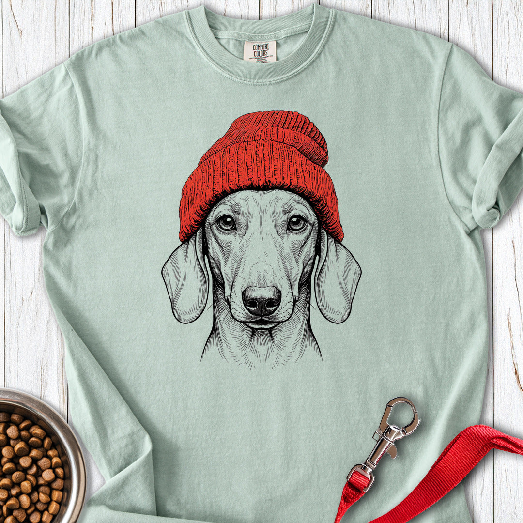 Dachshund Beanie Premium Tee — Bay