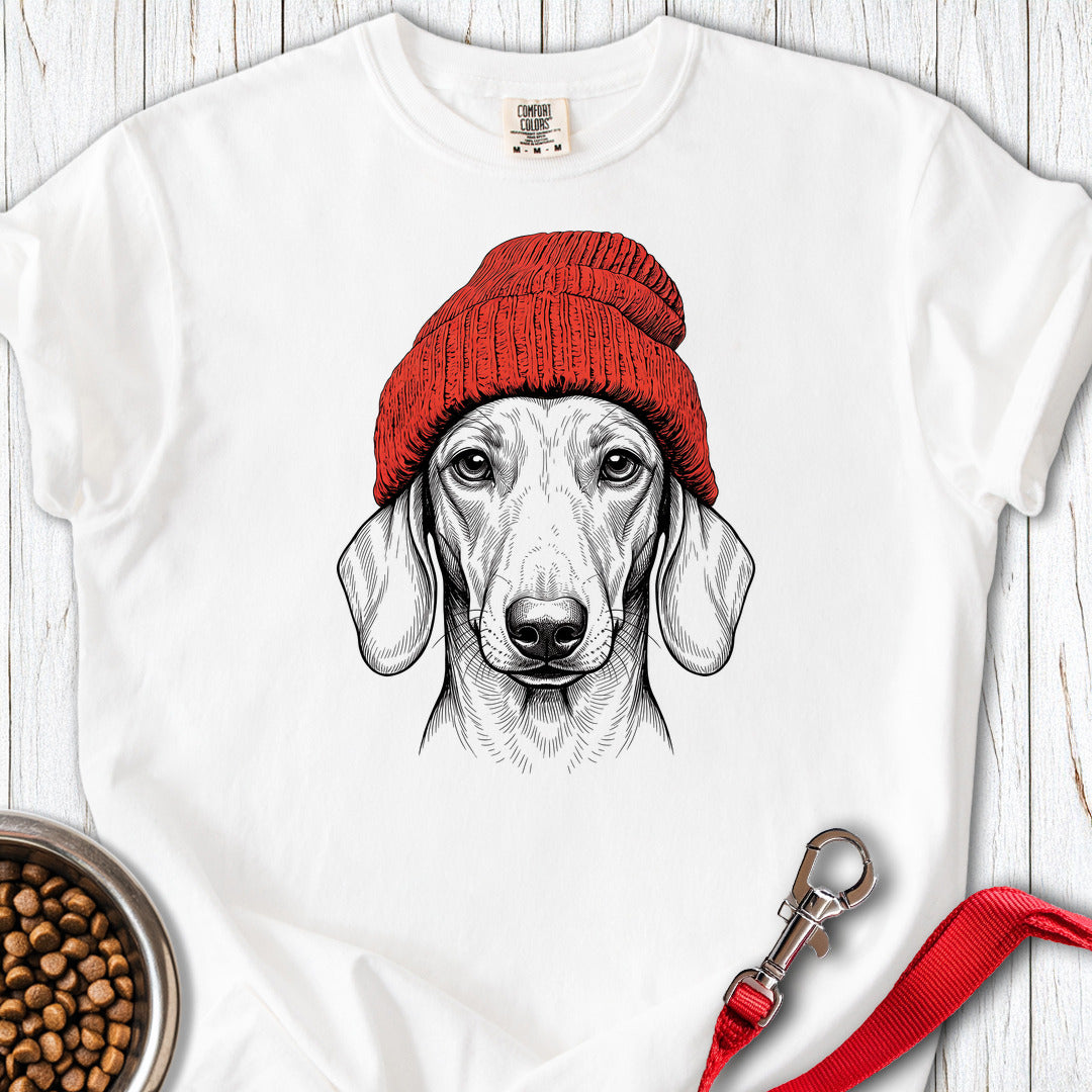 Dachshund Beanie Premium Tee — White