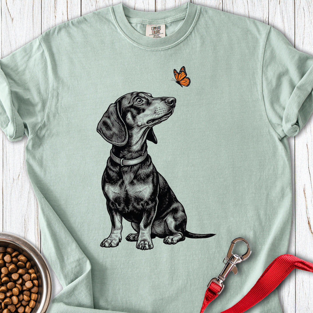 Dachshund Butterfly Premium Tee — Bay