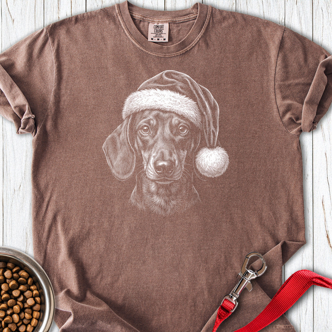 Dachshund Christmas Santa Hat Premium Tee Espresso