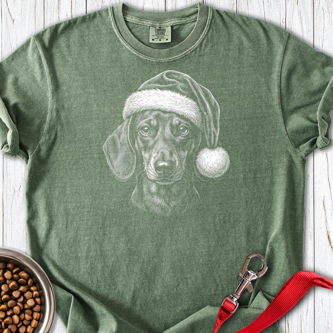 Dachshund Christmas Santa Hat Premium Tee Moss