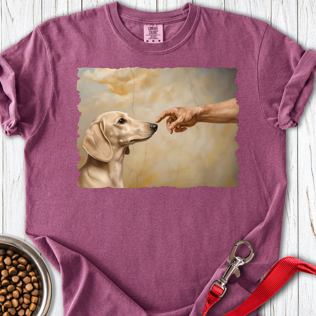 Dachshund Creation Cream Premium Tee — Berry