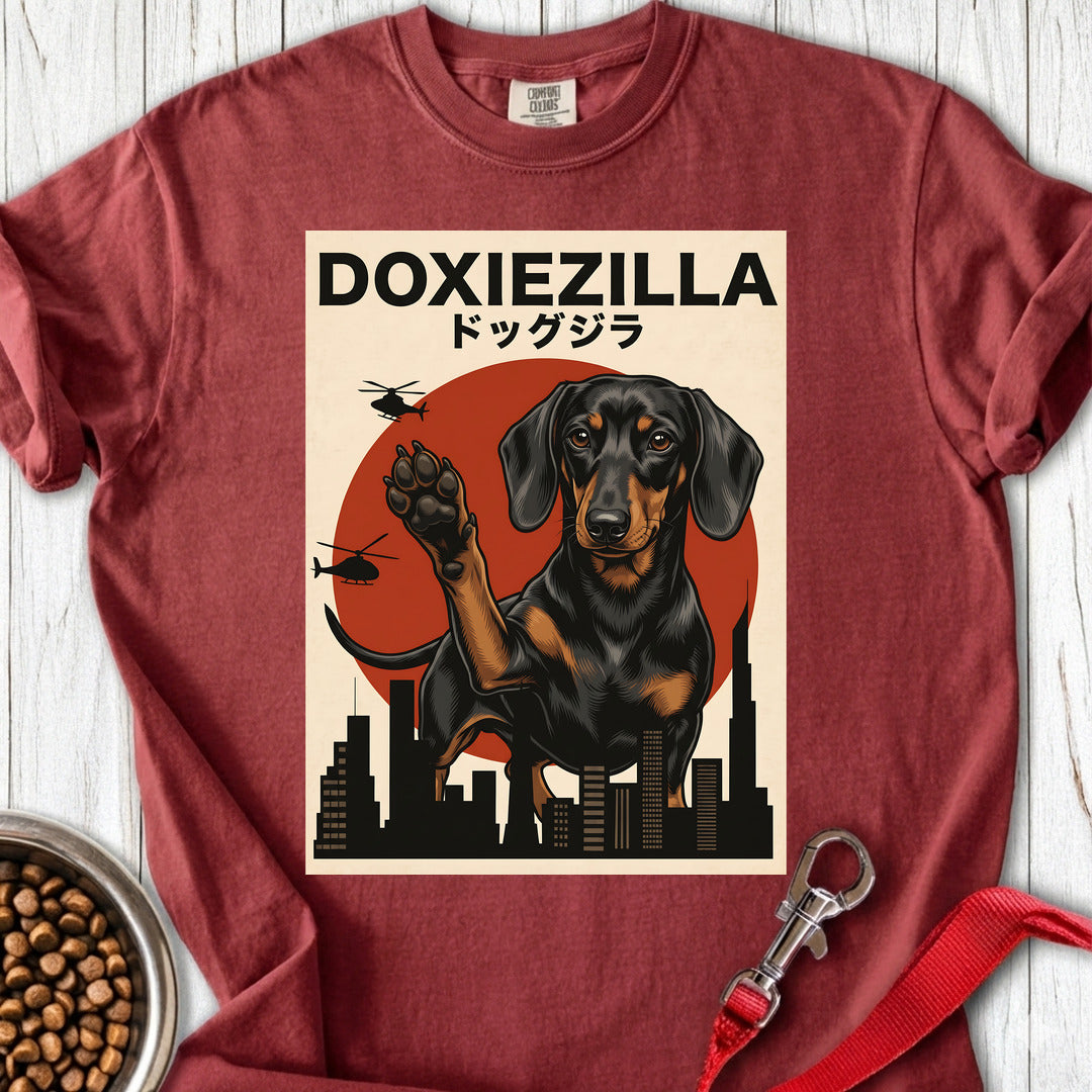 Dachshund Doxiezilla Black Premium Tee — Brick