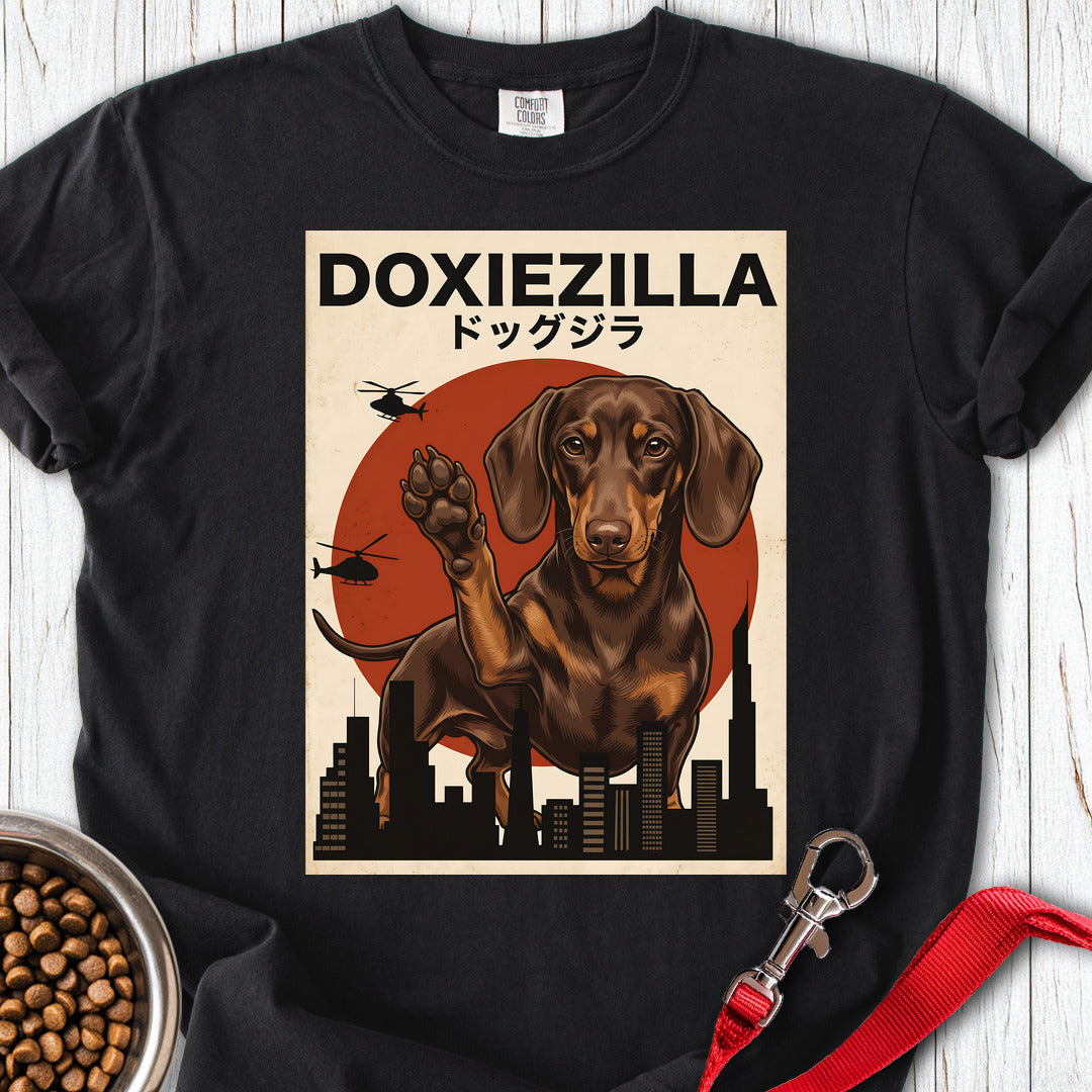Dachshund Doxiezilla Chocolate Premium Tee — Black
