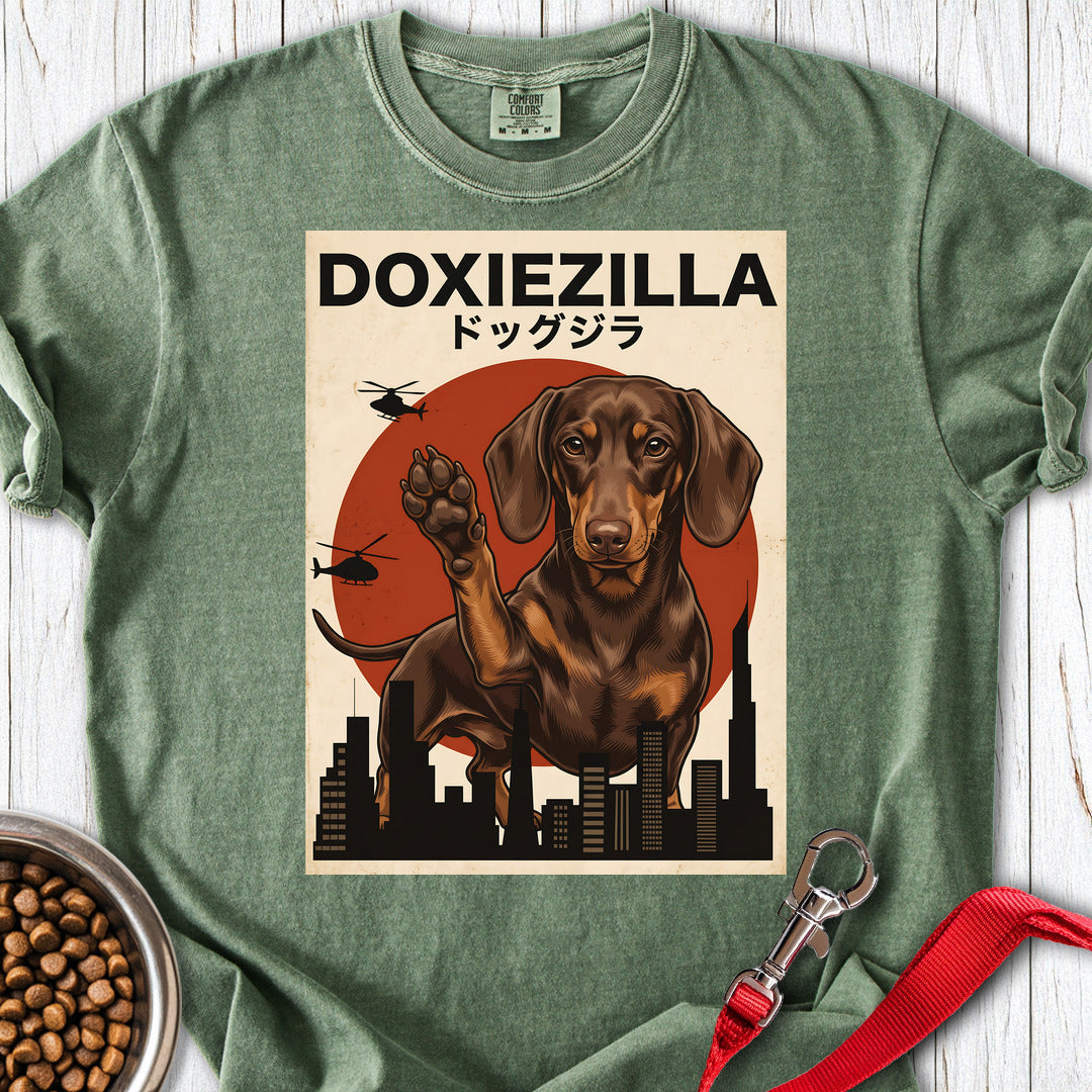 Dachshund Doxiezilla Chocolate Premium Tee — Moss