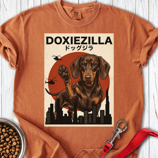 Dachshund Doxiezilla Chocolate Premium Tee — Yam