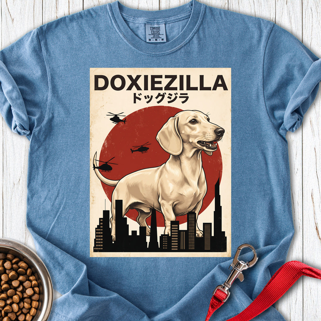 Dachshund Doxiezilla Cream Premium Tee — Blue Jean