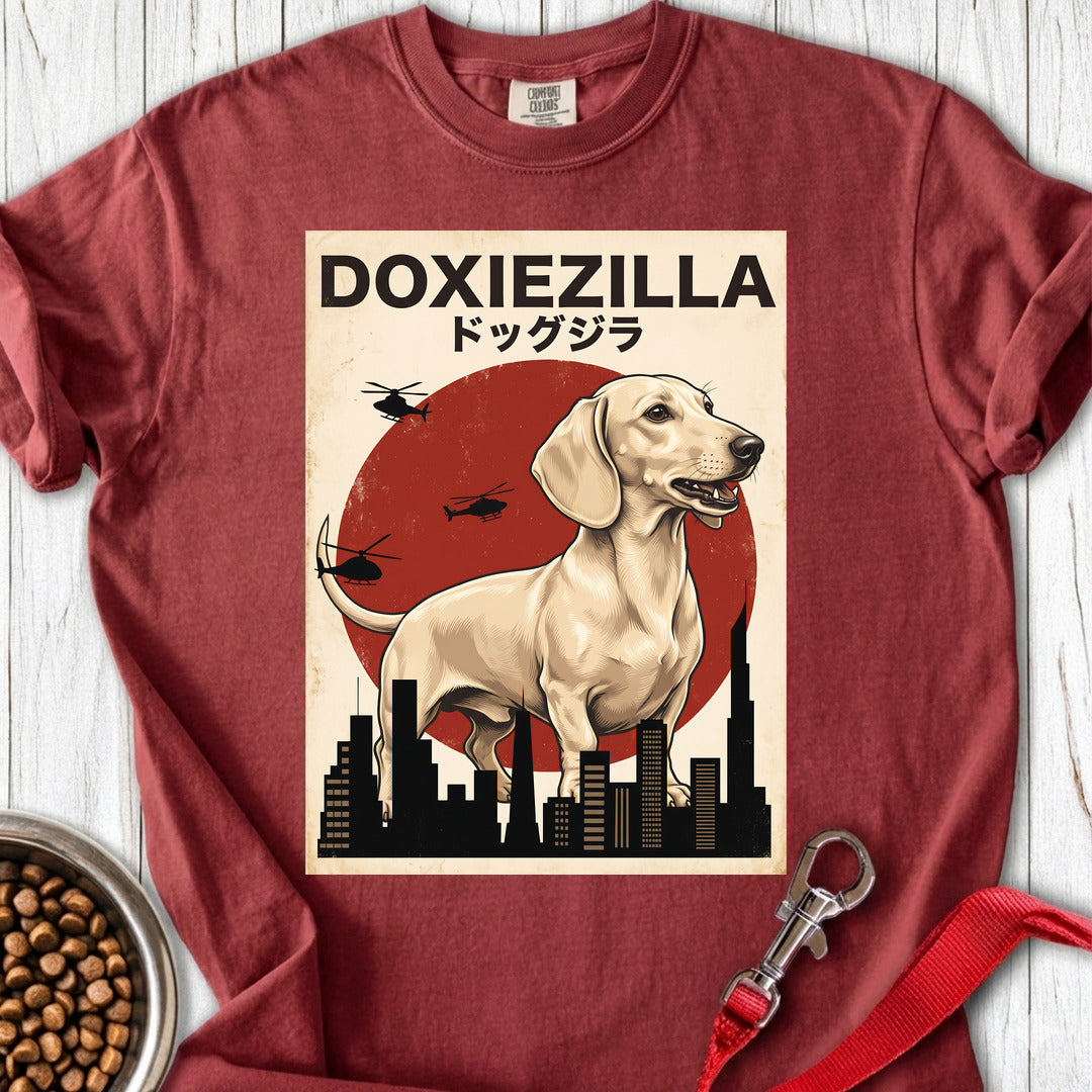 Dachshund Doxiezilla Cream Premium Tee — Brick