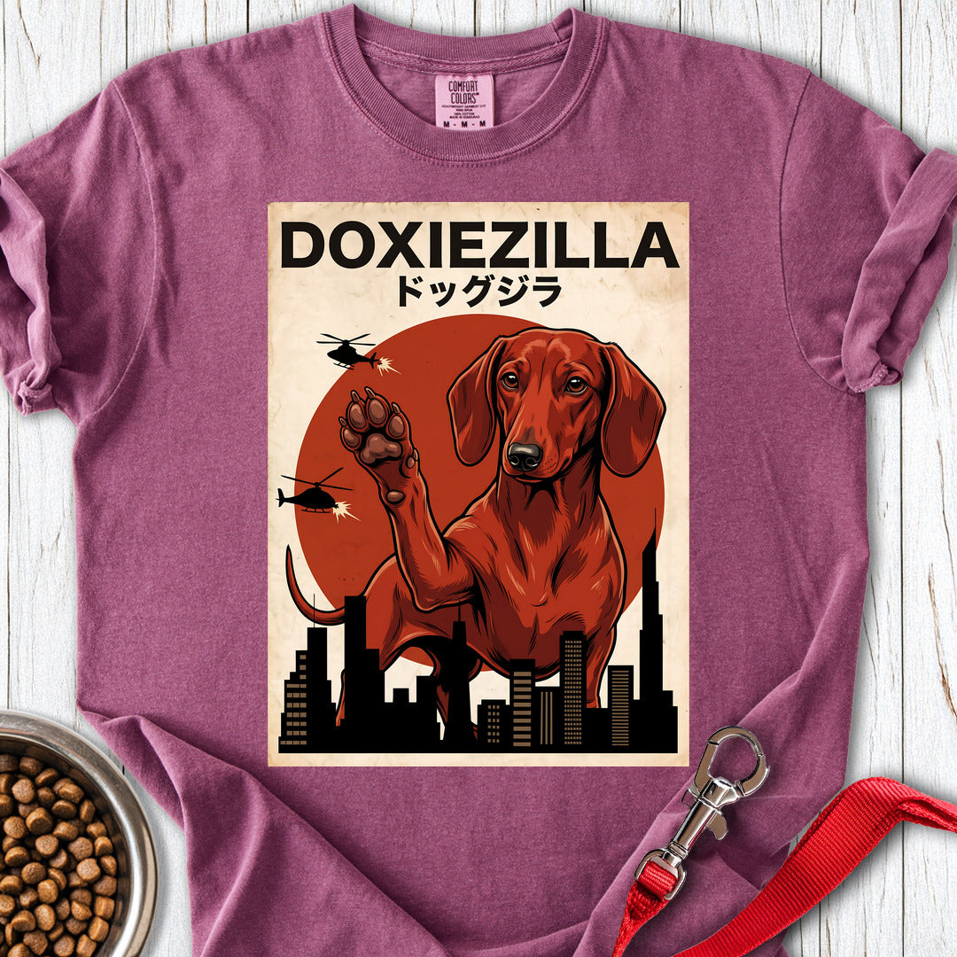 Dachshund Doxiezilla Red Premium Tee — Berry