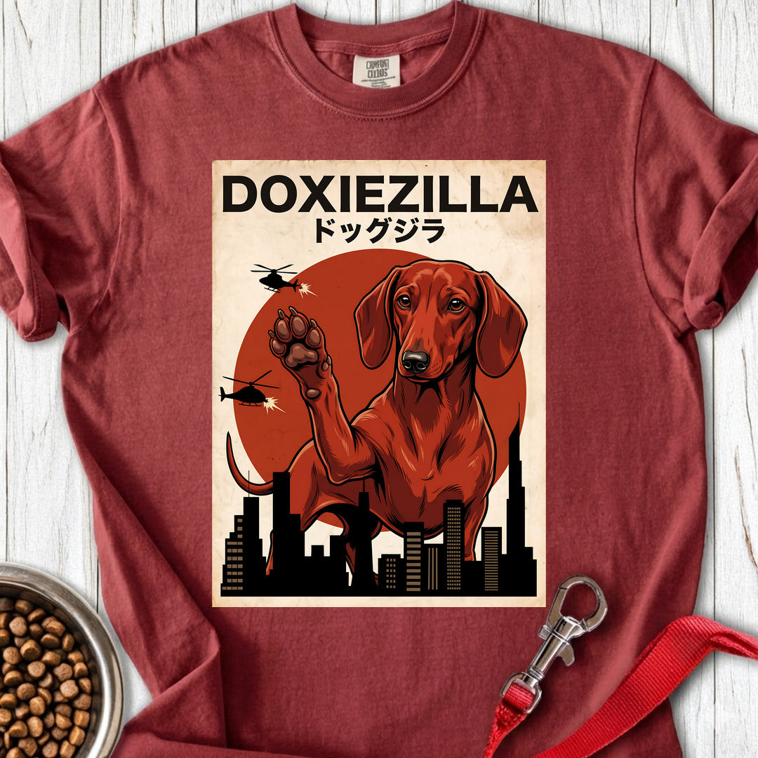 Dachshund Doxiezilla Red Premium Tee — Brick