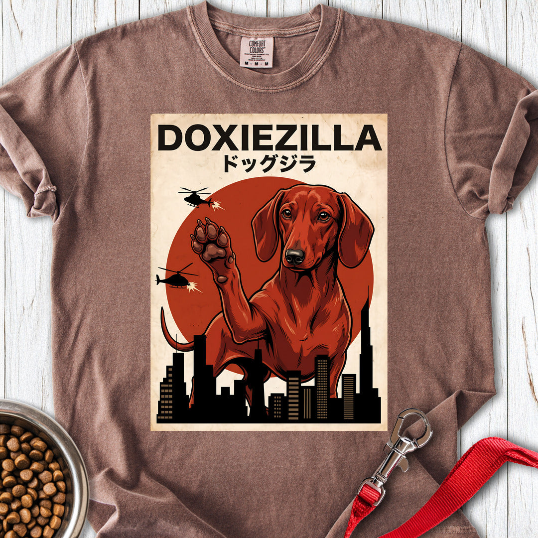 Dachshund Doxiezilla Red Premium Tee — Espresso