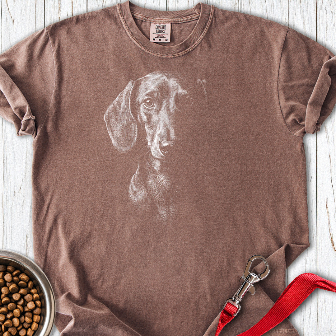 Dachshund Engraved Premium Tee — Espresso