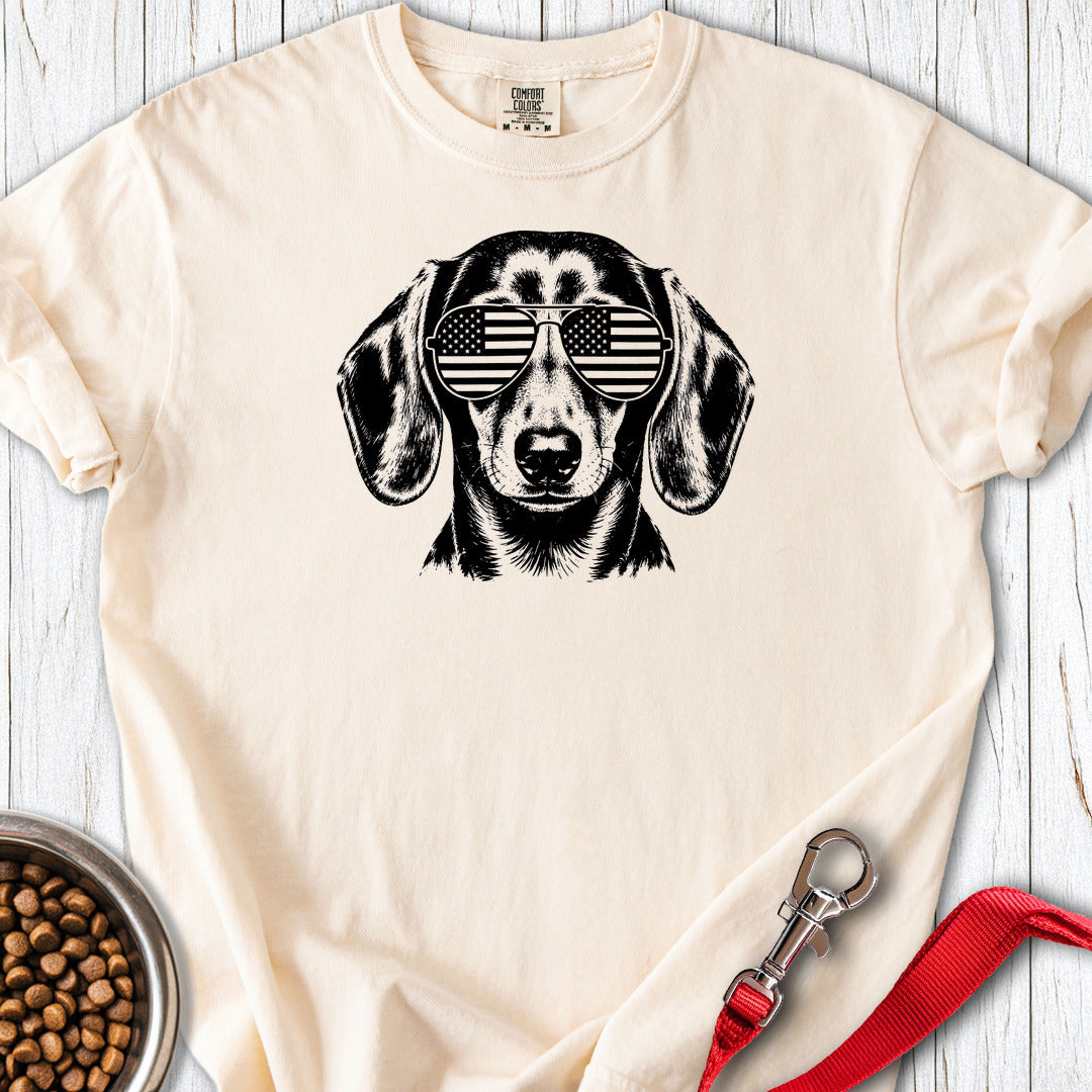 Dachshund Flag Shades Premium Tee — Ivory