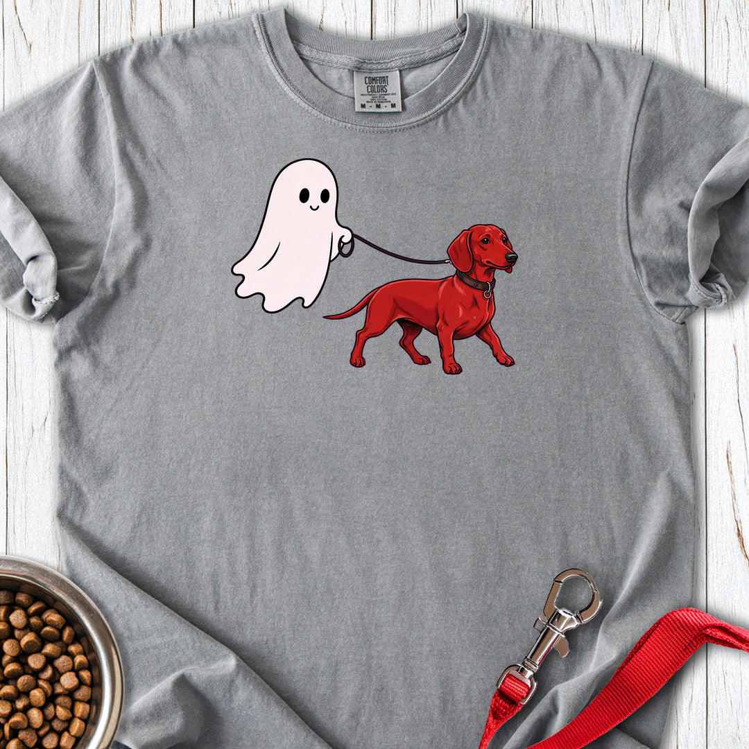 Dachshund Ghost Walk Premium Tee — Grey