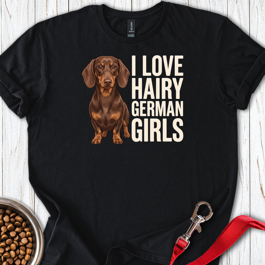Dachshund Hairy German Girls Chocolate and Tan — Black