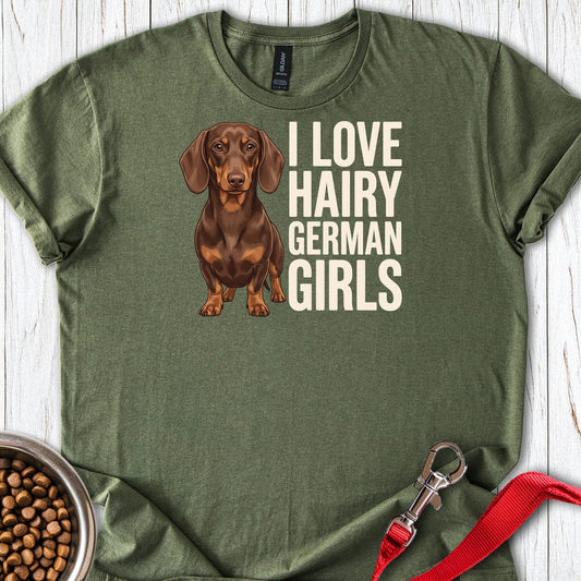Dachshund Hairy German Girls Chocolate and Tan Military Green