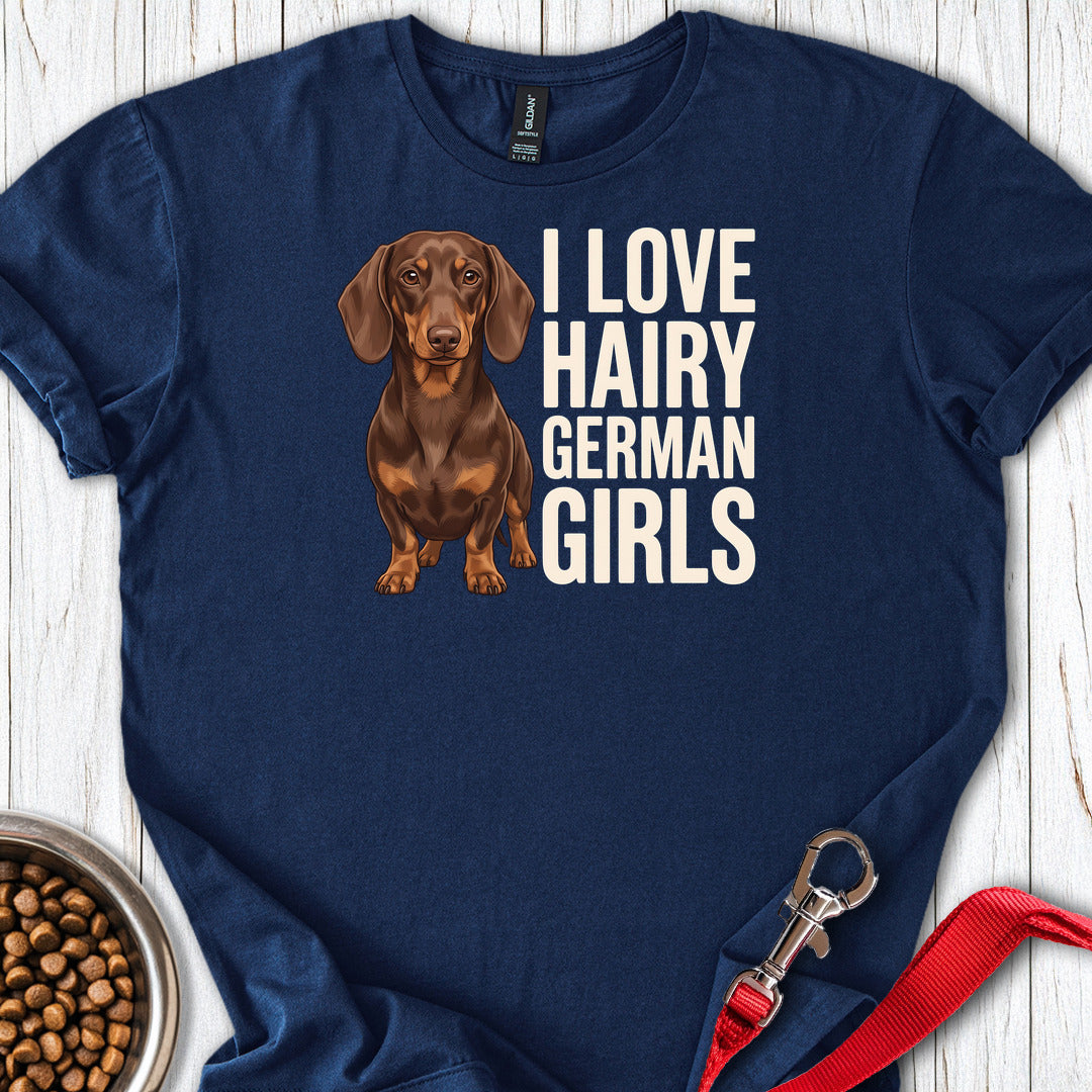 Dachshund Hairy German Girls Chocolate and Tan — Navy