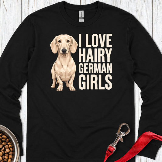 Dachshund Hairy German Girls Cream Long Sleeve Black