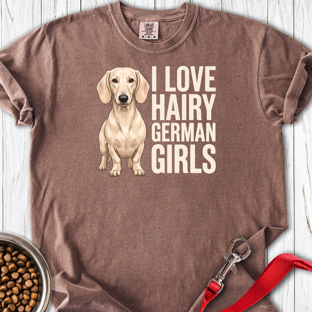 Dachshund Hairy German Girls Cream Premium Tee — Espresso