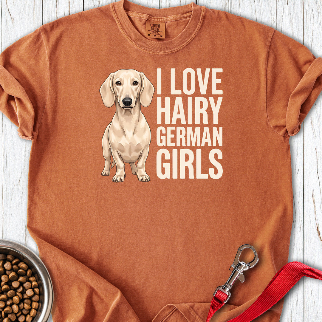 Dachshund Hairy German Girls Cream Premium Tee — Yam