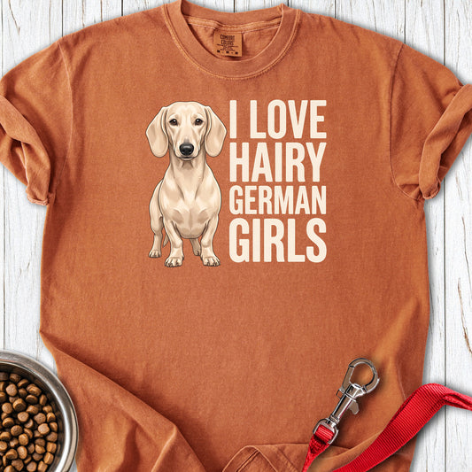 Dachshund Hairy German Girls Cream Premium Tee — Yam