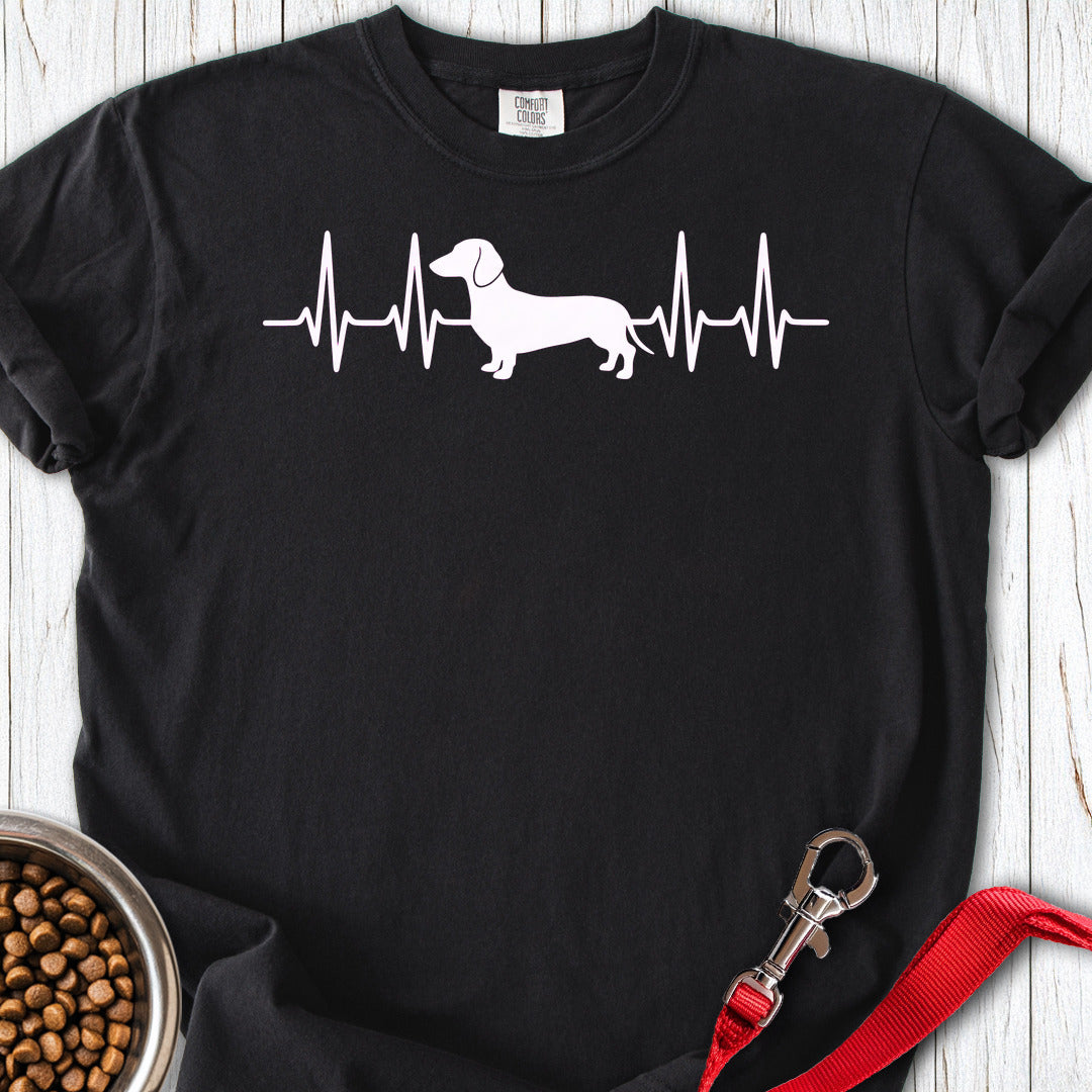 Dachshund Heartbeat Premium Tee — Black