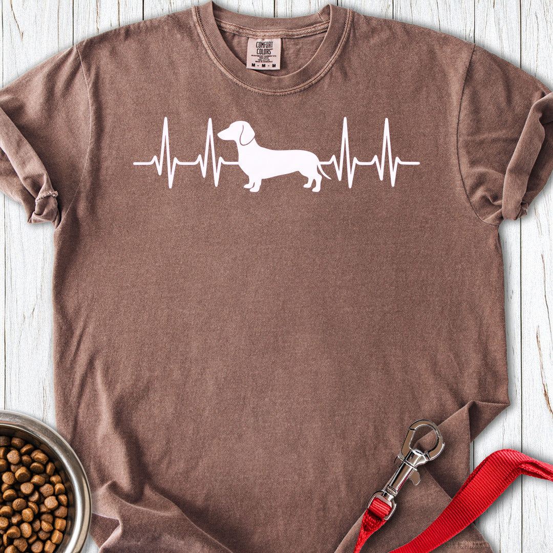 Dachshund Heartbeat Premium Tee — Espresso