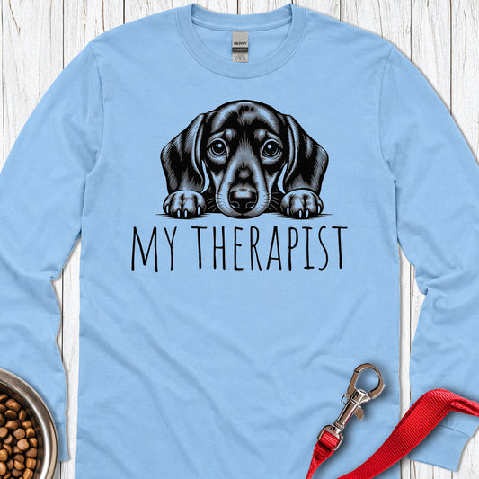 Dachshund My Therapist Long Sleeve Carolina Blue