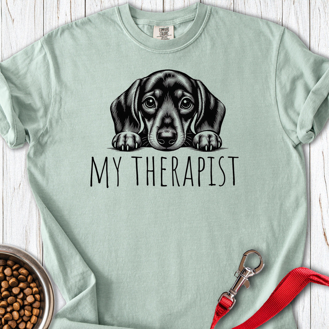 Dachshund My Therapist Premium Tee — Bay