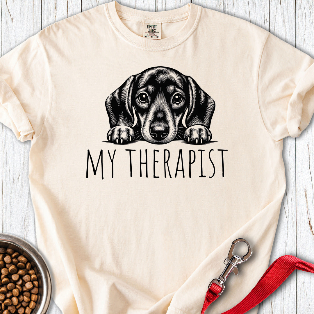 Dachshund My Therapist Premium Tee — Ivory