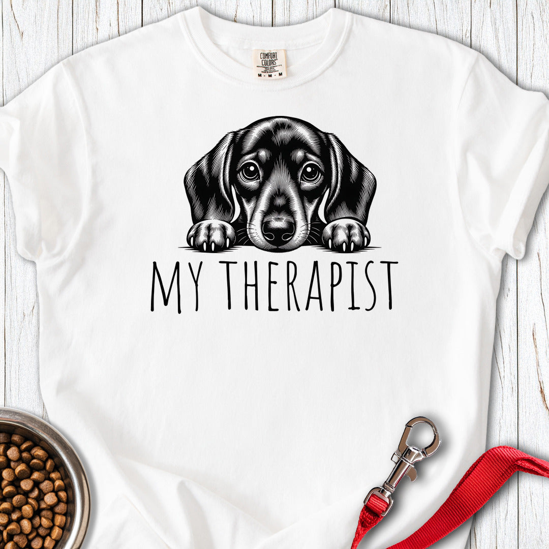 Dachshund My Therapist Premium Tee — White