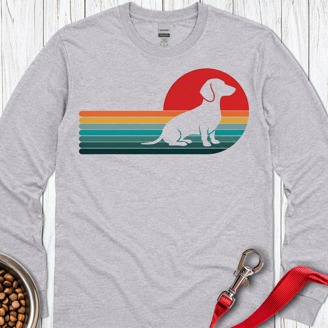 Dachshund Retro Sunset Long Sleeve Sport Grey