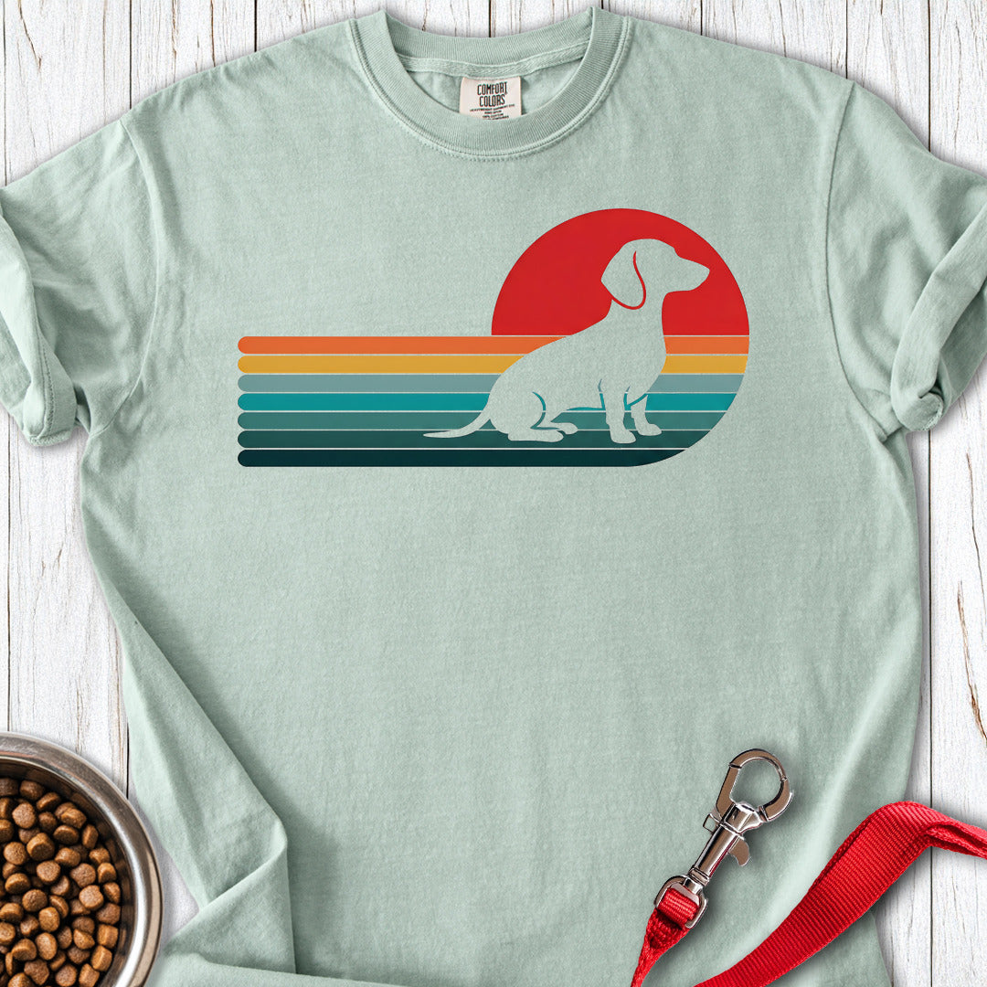 Dachshund Retro Sunset Premium Tee — Bay