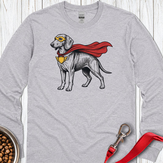 Dachshund Superhero Long Sleeve Sport Grey