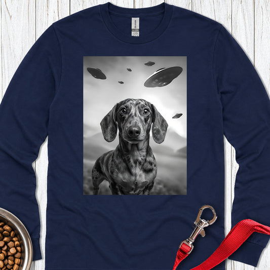 Dachshund UFO Long Sleeve Navy
