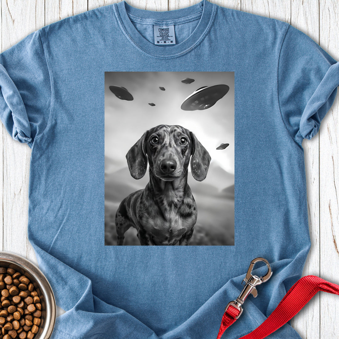 Dachshund UFO Premium Tee — Blue Jean