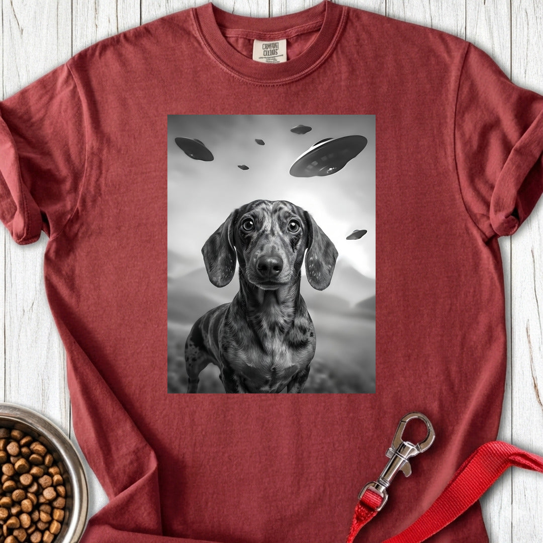 Dachshund UFO Premium Tee — Brick