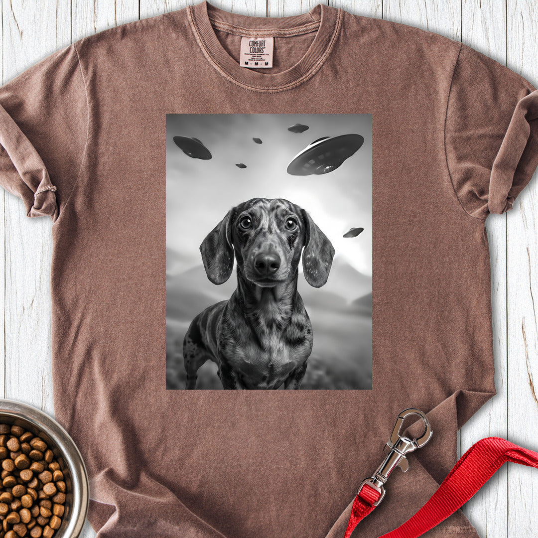 Dachshund UFO Premium Tee — Espresso