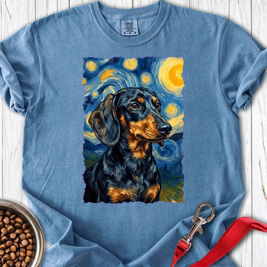 Dachshund Van Gogh Black and Tan Premium Tee — Blue Jean