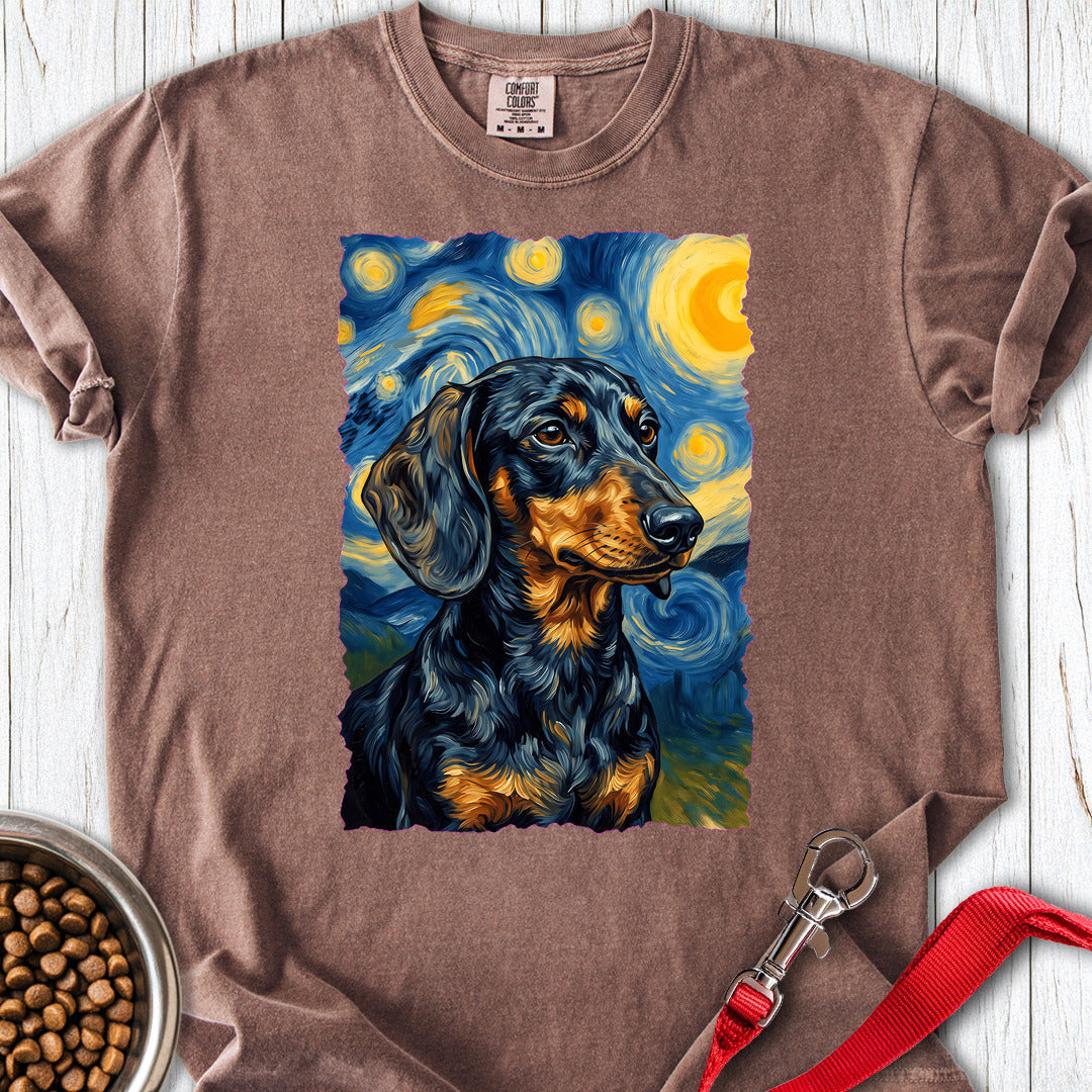 Dachshund Van Gogh Black and Tan Premium Tee — Espresso