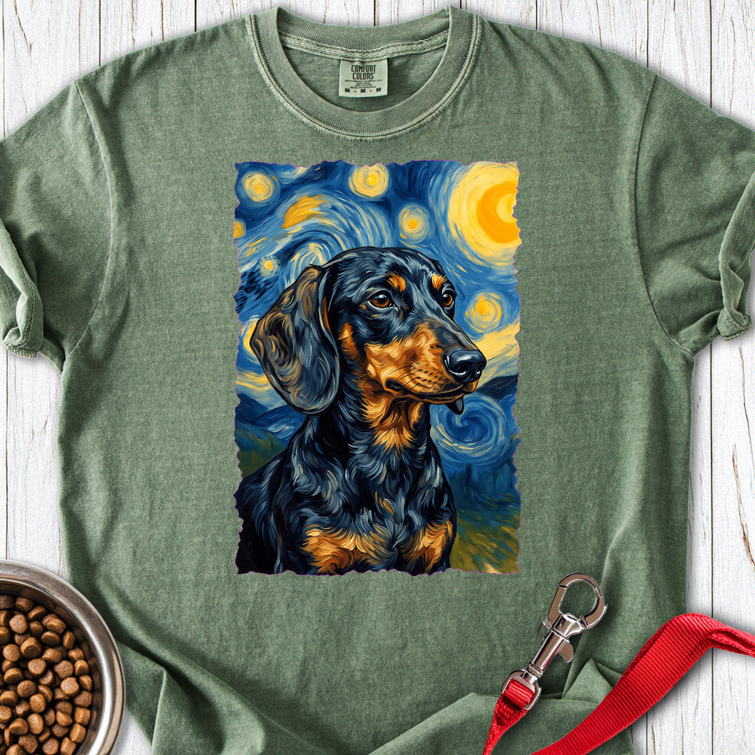 Dachshund Van Gogh Black and Tan Premium Tee — Moss