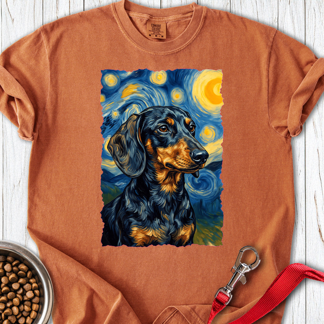 Dachshund Van Gogh Black and Tan Premium Tee — Yam