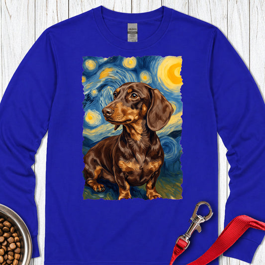 Dachshund Van Gogh Chocolate Long Sleeve Royal